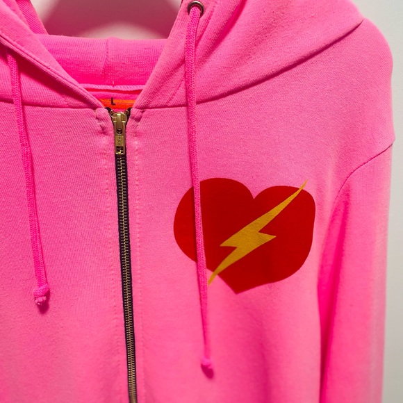 Aviator Nation NWT women’s hot pink Bolt & Heart zip hoodie in Large - Picture 10 of 13